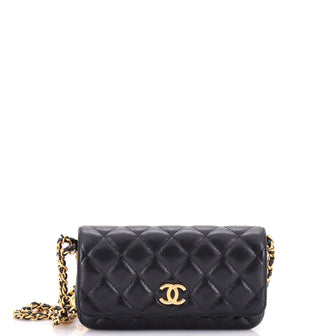 Chanel Twist Your Buttons Flap Clutch with Chain Quilted Caviar