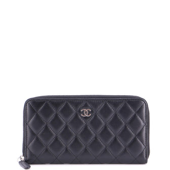 Chanel Zip Around Wallet Quilted Lambskin Long