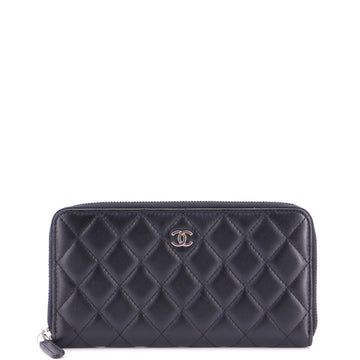 Chanel Zip Around Wallet Quilted Lambskin Long