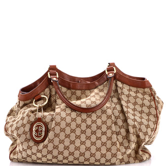 Gucci Sukey Tote GG Canvas with Leather Large