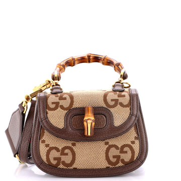 Gucci Bamboo 1947 Top Handle Bag Jumbo GG Canvas Mini