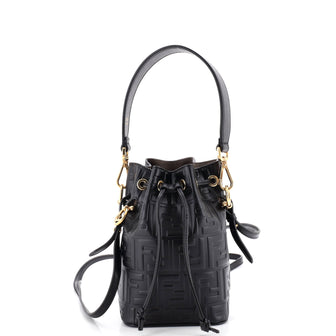 Fendi Mon Tresor Bucket Bag Zucca Embossed Leather Mini