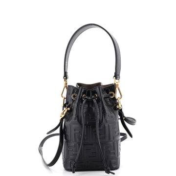 Fendi Mon Tresor Bucket Bag Zucca Embossed Leather Mini