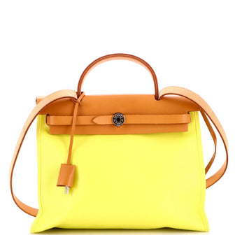 Hermes Herbag Zip Berline Vache Canvas and Leather 31