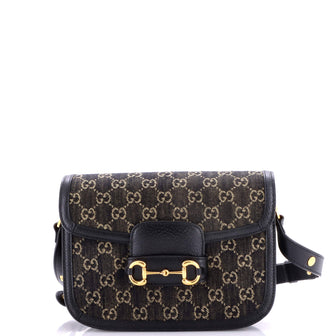 Gucci Horsebit 1955 Shoulder Bag GG Denim Small