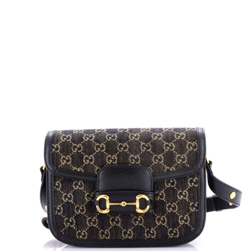 Gucci Horsebit 1955 Shoulder Bag GG Denim Small
