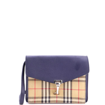 Burberry Macken Crossbody Bag Leather and Vintage Check Canvas Small