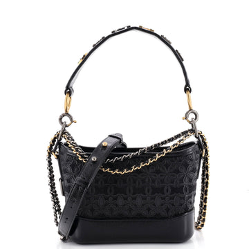 Chanel Gabrielle Hobo with Logo Handle Laser Cut Calfskin and Wool Felt Small
