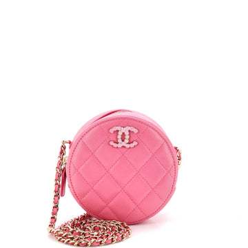Chanel Round Clutch with Chain Quilted Caviar with Lacquered Metal