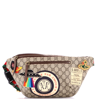 Gucci Courrier Zip Belt Bag GG Coated Canvas with Applique