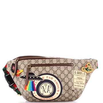 Gucci Courrier Zip Belt Bag GG Coated Canvas with Applique