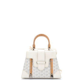 Goyard Saigon Top Handle Bag Coated Canvas with Leather PM
