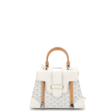 Goyard Saigon Top Handle Bag Coated Canvas with Leather PM