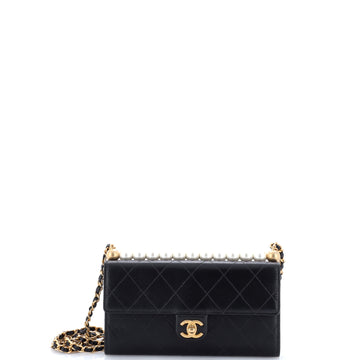 Chanel Chic Pearls Clutch with Chain Quilted Goatskin