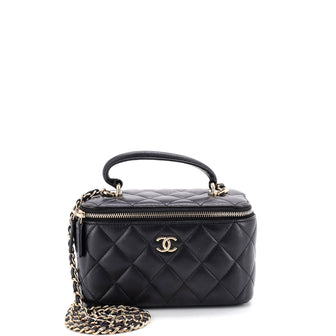 Chanel Classic Top Handle Vanity Case with Chain Quilted Lambskin Small