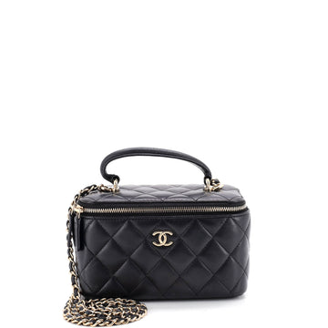 Chanel Classic Top Handle Vanity Case with Chain Quilted Lambskin Small