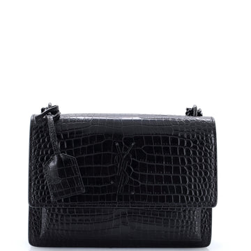 Saint Laurent Sunset Crossbody Bag Crocodile Embossed Leather Medium