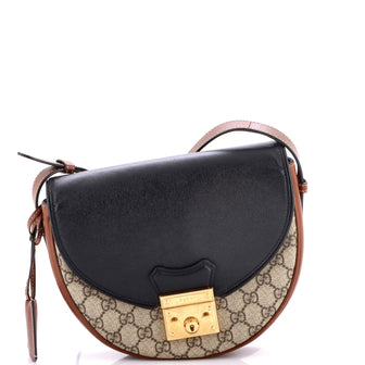 Gucci Padlock Saddle Shoulder Bag GG Coated Canvas and Leather Small