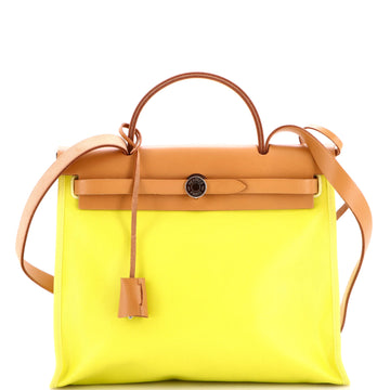 Hermes Herbag Zip Berline Vache Canvas and Leather 31