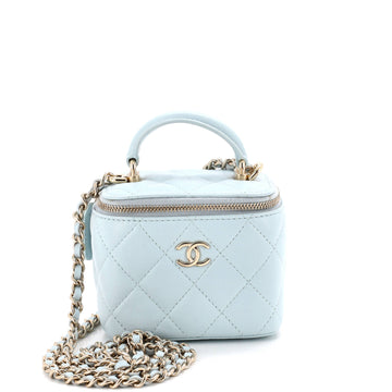 Chanel Classic Top Handle Vanity Case with Chain Quilted Lambskin Mini