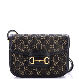 Gucci Horsebit 1955 Shoulder Bag GG Denim Small