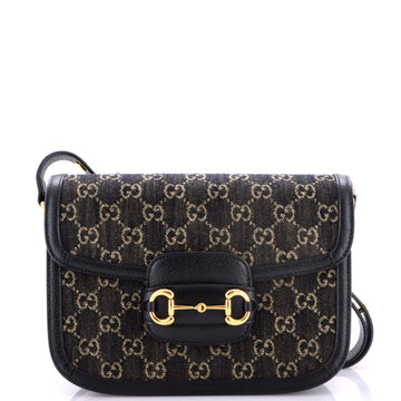 Gucci Horsebit 1955 Shoulder Bag GG Denim Small