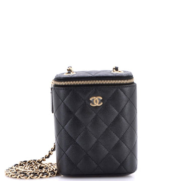 Chanel Vertical Classic Vanity Case with Chain Quilted Caviar Small