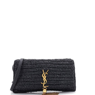 Saint Laurent Kate 99 Tassel Flap Bag Woven Raffia Medium