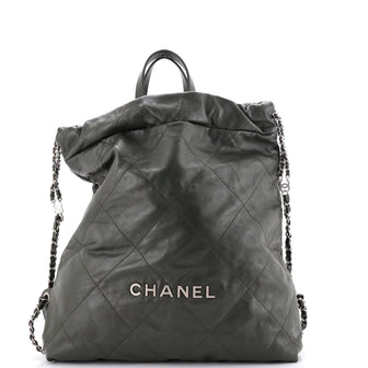 Chanel 22 Chain Backpack Quilted Calfskin Large