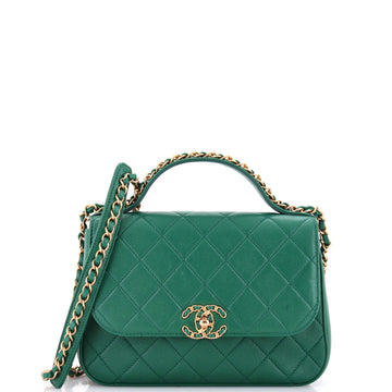 Chanel Chain Infinity Top Handle Bag Quilted Lambskin Small