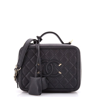 Chanel Filigree Vanity Case Quilted Caviar Medium