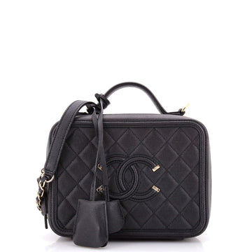 Chanel Filigree Vanity Case Quilted Caviar Medium