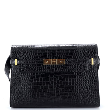 Saint Laurent Manhattan Shoulder Bag Crocodile Embossed Leather Medium