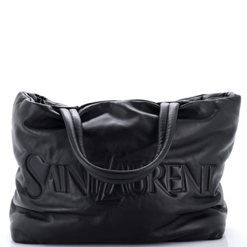 Saint Laurent Debossed Logo Tote Padded Leather