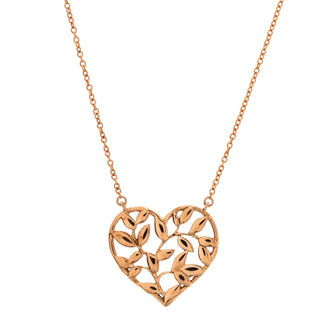 Tiffany & Co. Paloma Picasso Olive Leaf Heart Pendant Necklace 18K Rose Gold
