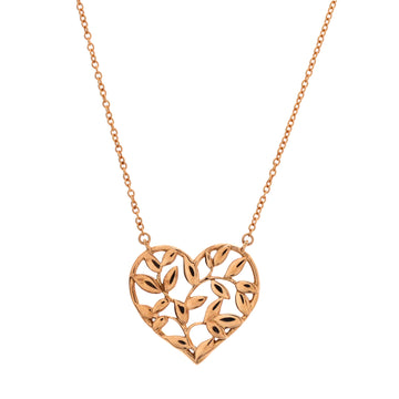 Tiffany & Co. Paloma Picasso Olive Leaf Heart Pendant Necklace 18K Rose Gold