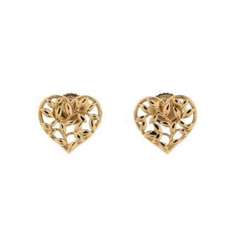 Tiffany & Co. Paloma Picasso Olive Leaf Heart Stud Earrings 18K Yellow Gold