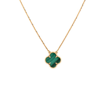 Van Cleef & Arpels Vintage Alhambra Pendant Necklace 18K Yellow Gold and Malachite