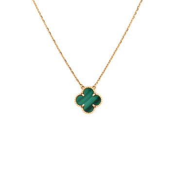 Van Cleef & Arpels Vintage Alhambra Pendant Necklace 18K Yellow Gold and Malachite