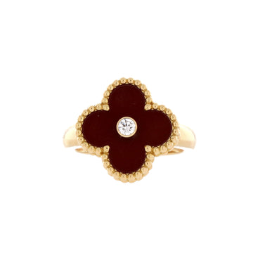 Van Cleef & Arpels Vintage Alhambra Ring 18K Yellow Gold with Carnelian and Diamond