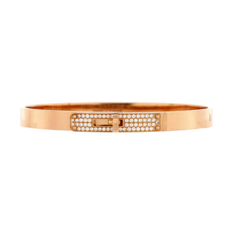 Hermes Kelly Bracelet 18K Rose Gold and Pave Diamonds Small