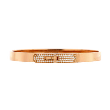 Hermes Kelly Bracelet 18K Rose Gold and Pave Diamonds Small