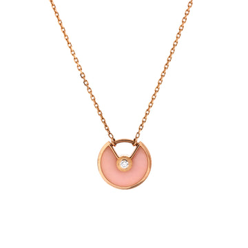 Cartier Amulette de Cartier Pendant Necklace 18K Rose Gold with Pink Opal and Diamond XS