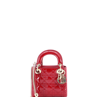 Christian Dior Lady Dior Chain Bag Cannage Quilt Patent Mini