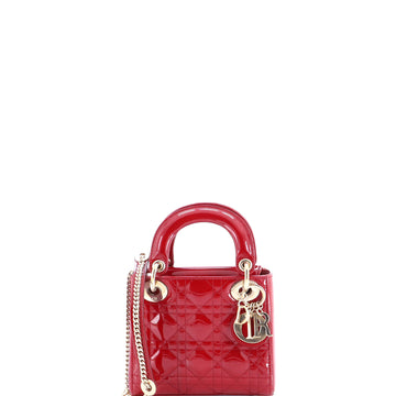 Christian Dior Lady Dior Chain Bag Cannage Quilt Patent Mini