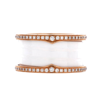 Bvlgari B.Zero1 Three Band Ring 18K Rose Gold and Ceramic with Diamonds