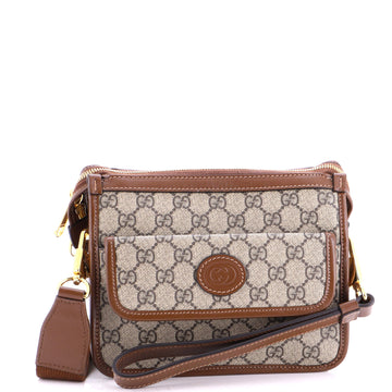 Gucci Interlocking G Patch Wristlet Flap Messenger Bag GG Coated Canvas Small