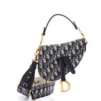 Christian Dior Saddle Handbag with Strap Oblique Canvas Mini