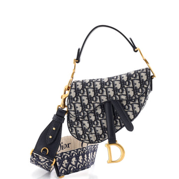 Christian Dior Saddle Handbag with Strap Oblique Canvas Mini