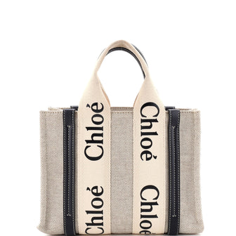 Chloe Woody Tote Canvas with Leather Small